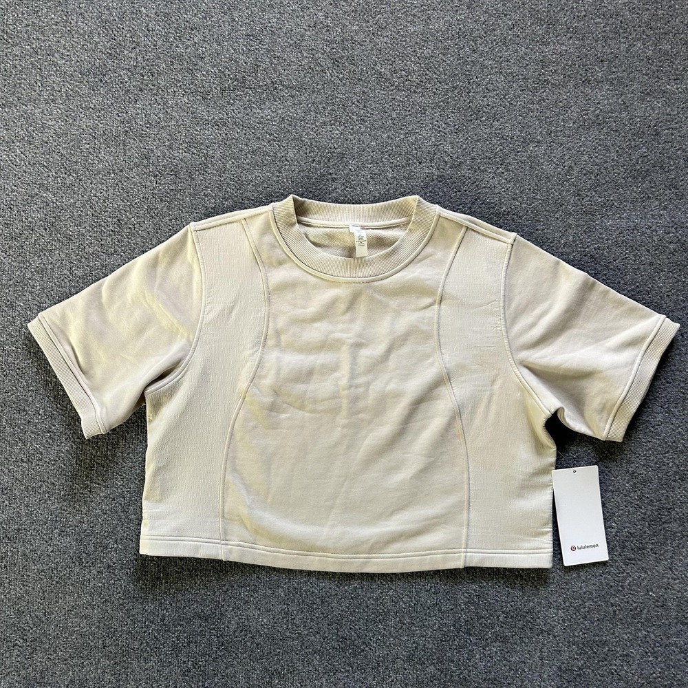 Lululemon Shirt Women 12 Natural French Terry Swift Tee Short Cropped Lulu NWT